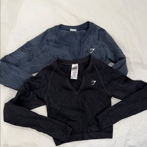 Gymshark V-Neck Sweater Duo - Midnight Black and Deep Blue